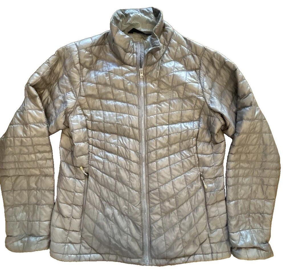 The North Face Thermoball Primaloft Light Puffer Jacket Womens Silver Large